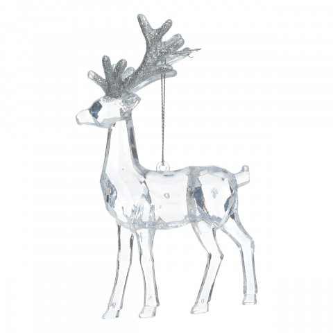 SUJET DE NOEL PLAST RENNE TRANSP 14CM