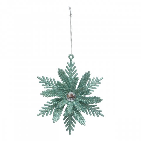 SUJET DE NOEL PLAST FLEUR STRAS VRT 12CM