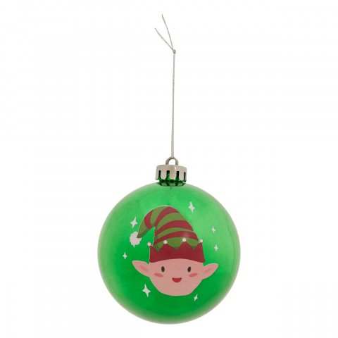 BOULE DE NOEL PLAST LUTIN VERT 80MM
