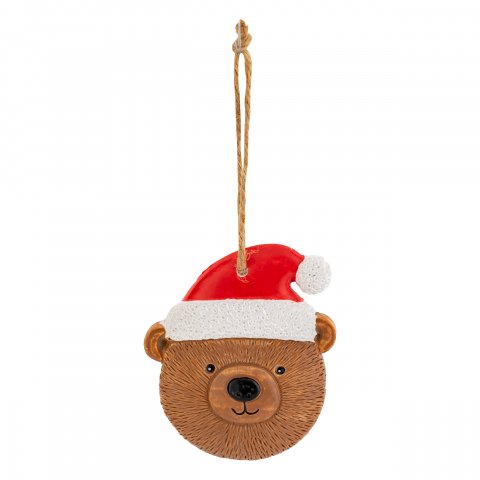 SUJET DE NOEL RESINE OURS BONNET RG 8CM
