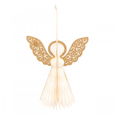 SUJET DE NOEL PAPIER ANGE AILES OR 20CM