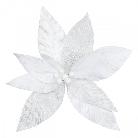 SUJET DE NOEL POINSETTIA BLC FEUILL 27CM