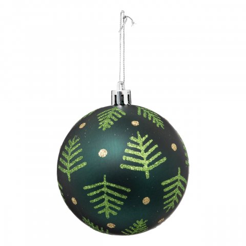 BOULE DE NOEL PLAST SAPIN VERT 80MM