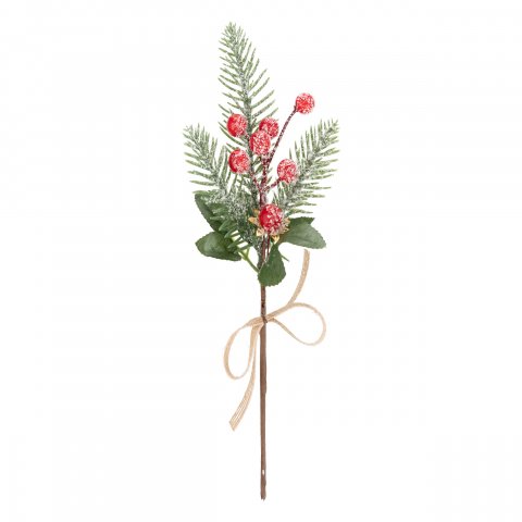 SUJET DE NOEL BRANCHE BAIE ROUGE 20CM
