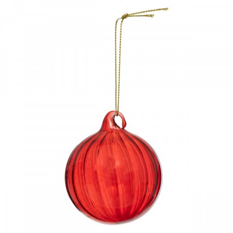 BOULE DE NOEL VERRE 60MM STRIE ROUGE