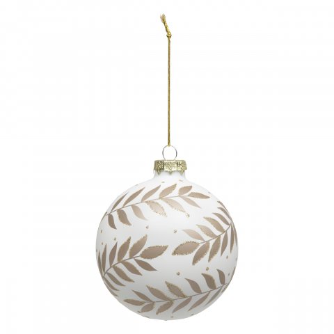 BOULE DE NOEL VERRE 100MM BRANCHES BL/OR